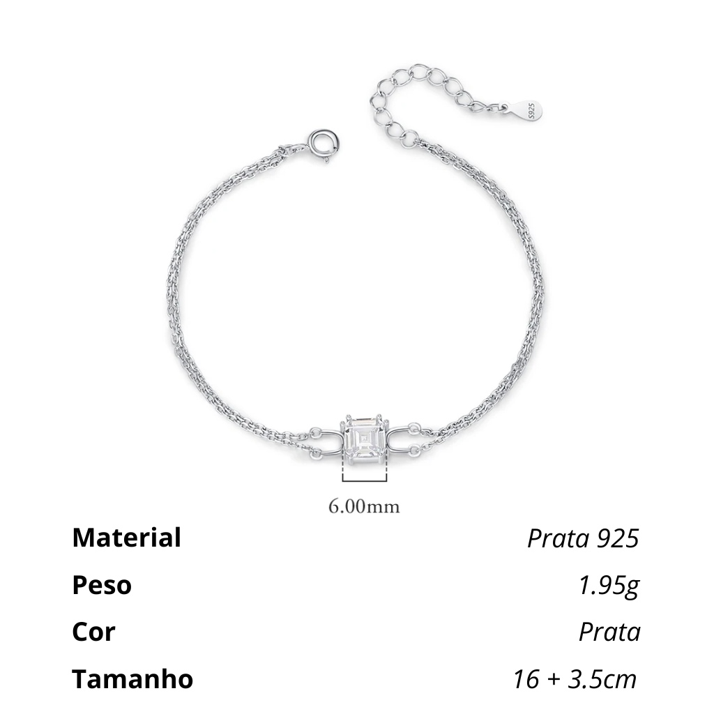 Pulseira Feminina de Prata Estilo Brilhante